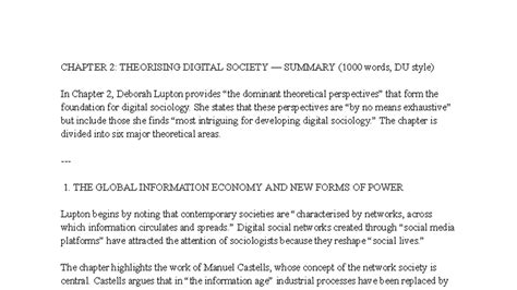 CHAPTER 2: THEORISING DIGITAL SOCIETY SUMMARY (DU Style) - Studocu