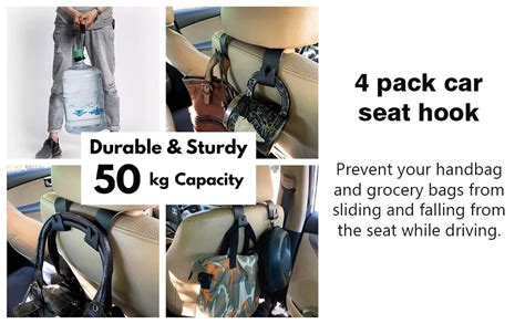 Vtechology Car Seat Headrest Hooks 4 Pack Backseat Headrest Hangers ...