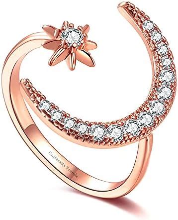 University Trendz Rose Gold Moon Star Rings for Women Girls ...