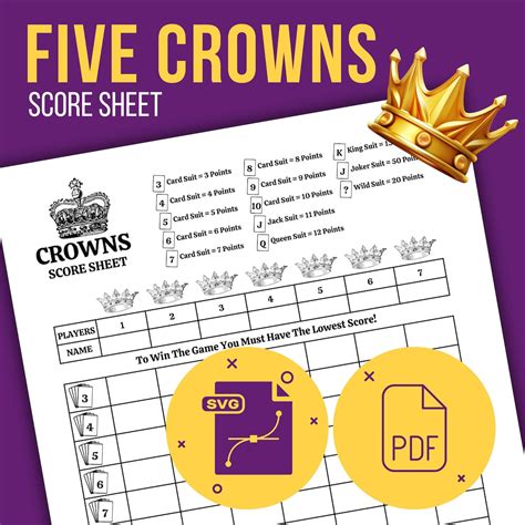 Five Crowns Game Five Crowns Score Pad - 130 Page Replacement Score ...