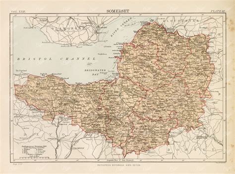 Somerset County Map Bordered in Red – Shaded Relief with Place Names ...