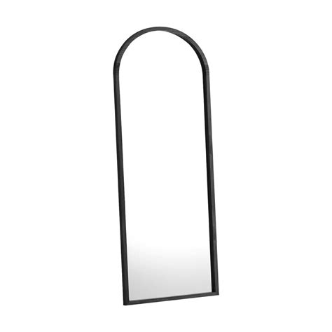 Oikiture Wooden Full Length Mirror 166x60cm Arched Floor Mirrors Black ...