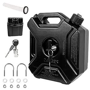 0.8 Gallon Black Gas Can with Lock & Key, 3L Fuel Oil Petrol Storage ...