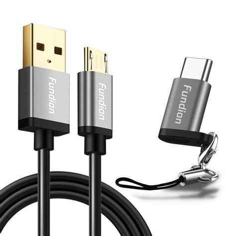 FUNDIAN Micro USB Cable with USB C Keychain, USB A to USB C or Micro ...