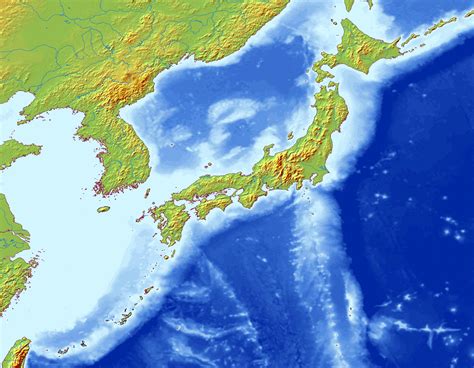 Large relief map of Japan | Japan | Asia | Mapsland | Maps of the World