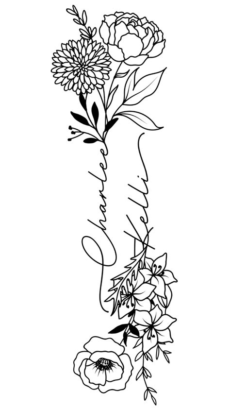 Custom Name Tattoo Design, Flower Name Tattoo, Etsy Online Tattoo ...