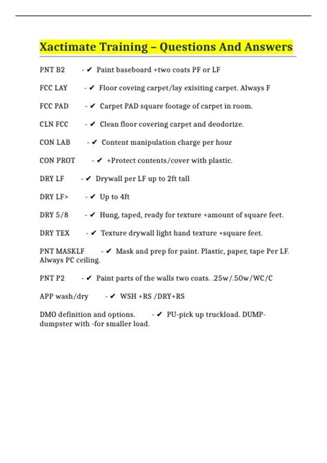 Xactimate Training - Questions And Answers - XACTIMATE - Stuvia US