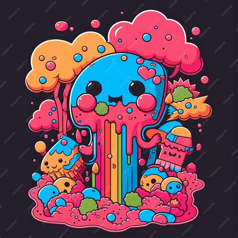 Premium Photo | A cartoon illustration of a rainbow with a pink and ...