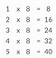 Image result for 8 Times Table Chart