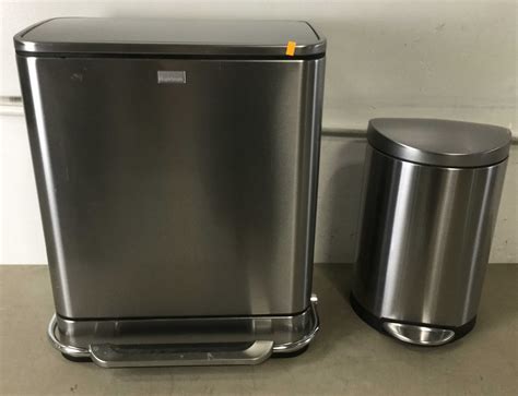 Lot - (2) Simple human Trash Cans W/ Soft Close