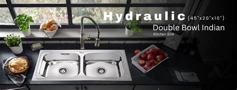 Hydraulic Double Bowl Sink 45x20x10 with kitchen sink – Fossa Home