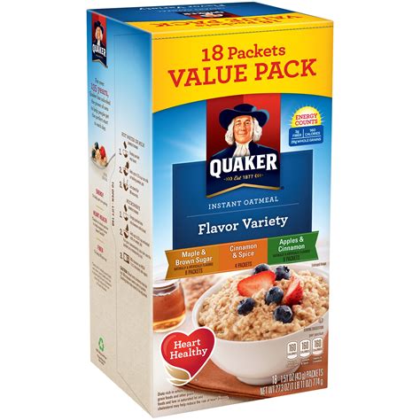 Quaker Instant Oatmeal, Flavor Variety Value Pack, 18 Packets