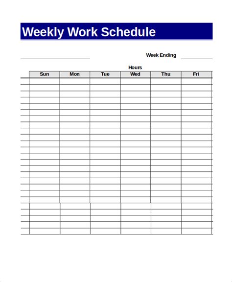 Image result for Weekly Work Schedule Template Free Excel