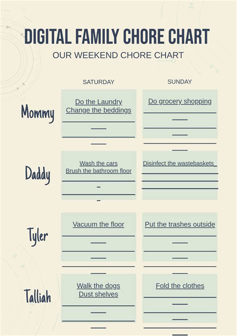 Chore Chart Template For Family