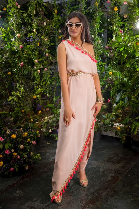 ONE SHOULDER DRESS WITH DHOTI – Maison Blu