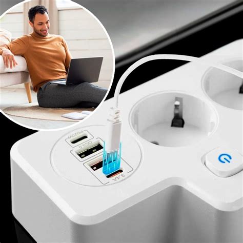 Сетевой фильтр HG-276 с USB и Type-C + Повербанк 50000 с LED фонарем на ...