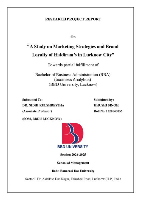 BBA Research Project Report: Marketing Strategies & Brand Loyalty in ...