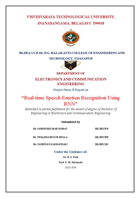 Speech Emotion Recognition Using RNN - Final Report (2BL20EC) - Studocu