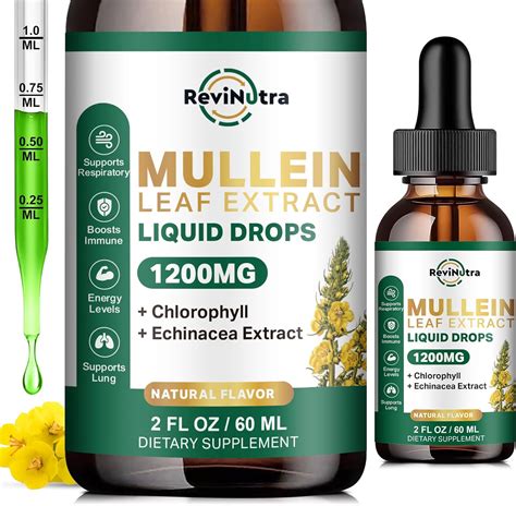 Amazon.com: ReviNutra Mullein Drops for Lungs, 1200mg Mullein Leaf Extract Liquid Drops with ...