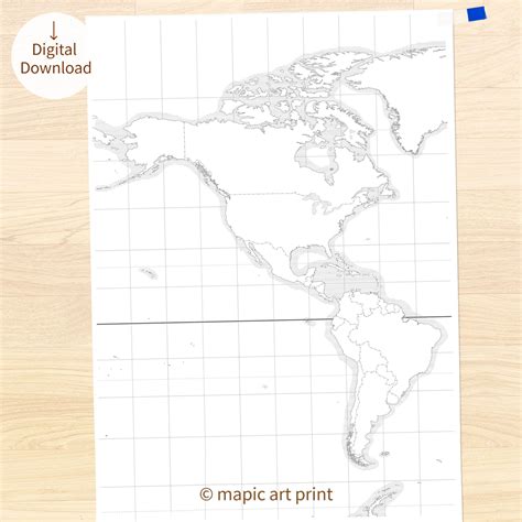 Blank Map of America Poster Download Map Printable Map / Black and White Map - Etsy