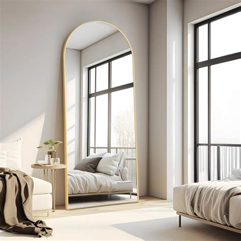 FORBATH Gold Full Length Mirror, Arched Floor Length Mirror, 64"x21 ...