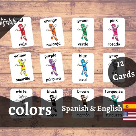 Colors SPANISH Flash Cards | Bilingual Homeschool Printable | Spanish ...
