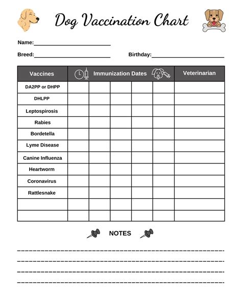 Dog Vaccination Chart Printable: Puppy Immunization Tracker (PDF) - Etsy