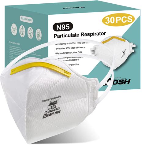 Buy N95 NIOSH Approved, 30-Pack Breathable N95 Particulate Respirator ...