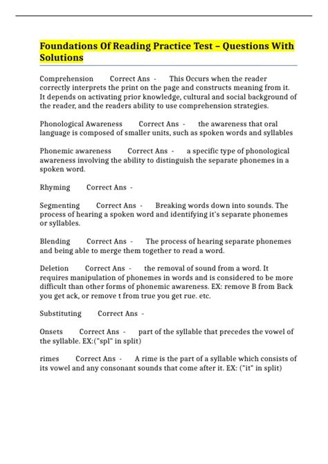 Foundations Of Reading Practice Test – Questions With Solutions - FORT ...
