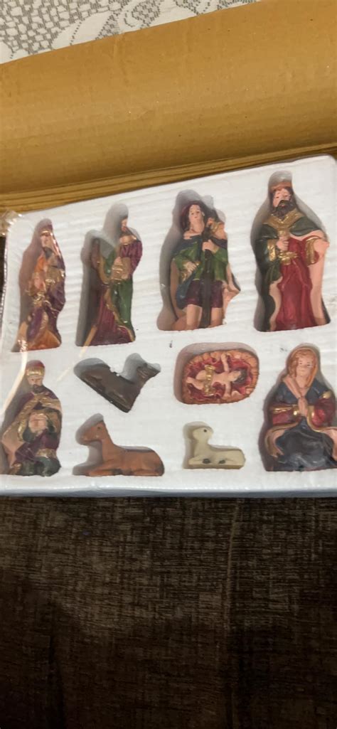 Buy WALLZY Wooden Christmas Crib Set Statues, 4.5 inch Readymade ...