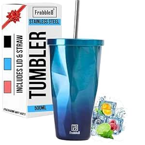 Frabble8 Diamond Tumbler With Straw Double Wall Insulated Stainless ...