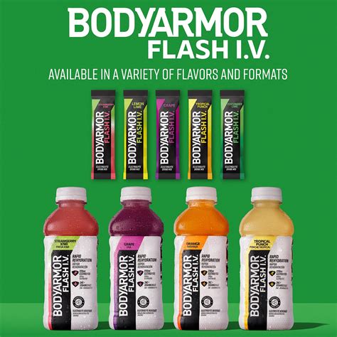 BODYARMOR Flash IV Electrolyte Packets, Tropical Punch - Zero Sugar ...