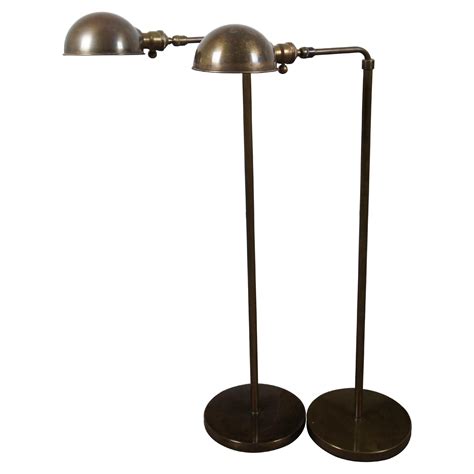 2 Vintage Bryant Brass Adjustable Library Pharmacy Reading Floor Lamps ...