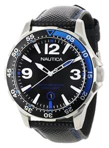 NAUTICA Men's N12576G BFD 101 Black Polyurethane and Black Dial Watch ...