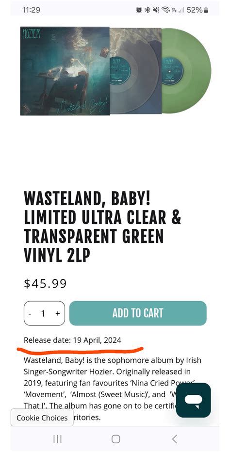 Wasteland, Baby! New vinyl release date : r/Hozier