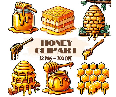 Honey Clipart Set | Cartoon, Bees,honey Jar,honeycomb Digital PNG |DIY ...