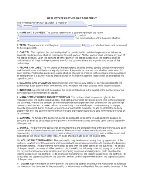 Partnership Agreement Form 的图像结果