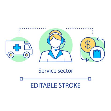 Service sector concept icon. Tertiary idea thin line illustration. Business produce services ...