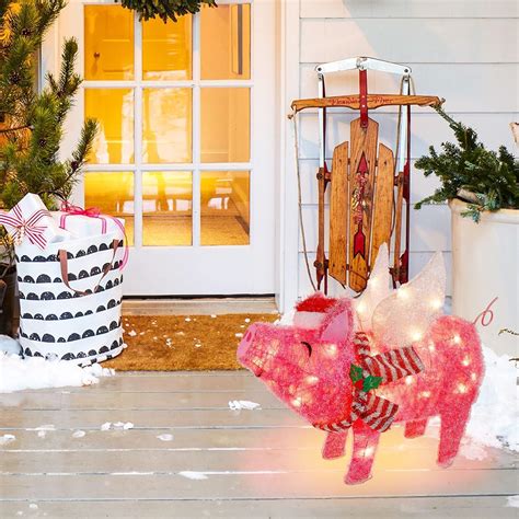Buy ATDAWN 25 Inch Pre-Lit Light Up Pig, 50 Lights Lighted Flying Pig ...