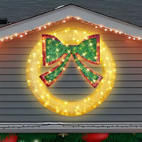 TORONTOKYO 47 Inch Lighted Christmas Wreath, 220 LED Large Outdoor ...