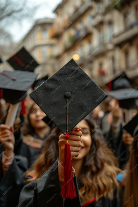Premium Photo | Group of students wearing graduation hats and cap at ...