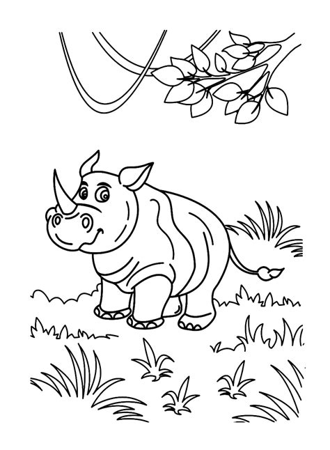 Rhino Coloring Pages Neushoorn Rhinoceros Kleurplaten Animal Coloriage ...