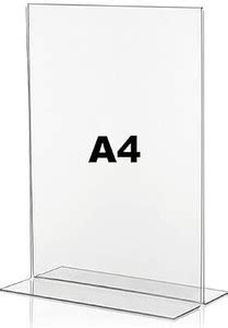 Porpoise A4 Size Acrylic Sign Holder T Shape Portrait Style Display ...
