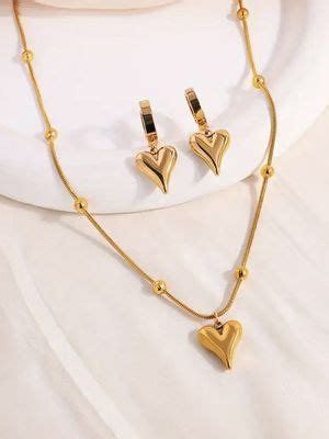 Buy Jewels Galaxy Gold-Plated Stylish Anti Tarnish Heart Jewellery Set ...