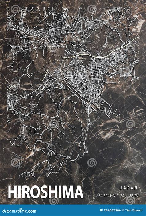 Hiroshima - Japan Wrightia Marble Map Royalty-Free Stock Image ...