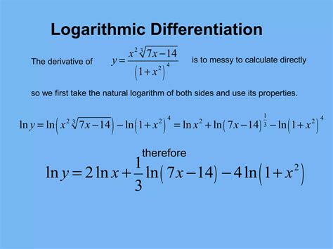 4.2 derivatives of logarithmic functions | PPT