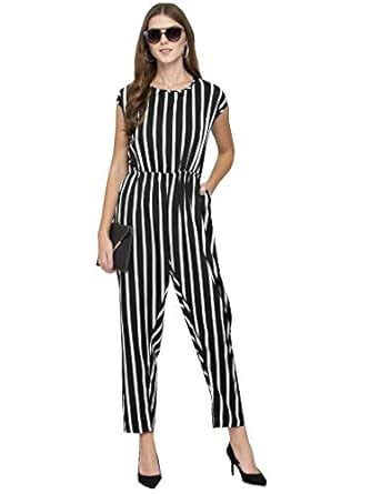 Buy The Bebo Women's Mini Jumpsuit (B/WSTRIPEJ.SUIT NEW_L_Multicolour_L ...