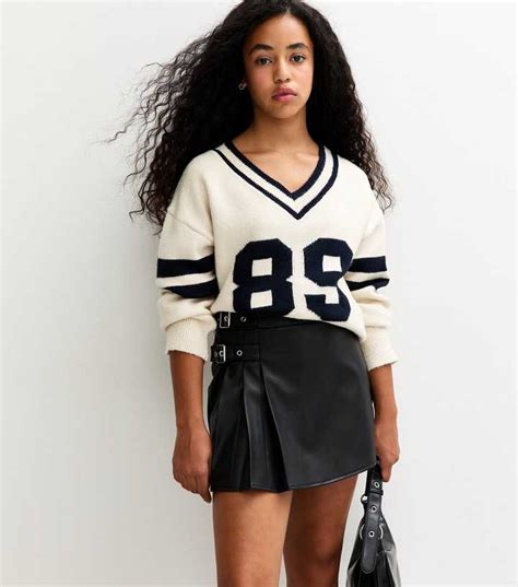 Girls Black Faux Leather Kilt Skort | New Look