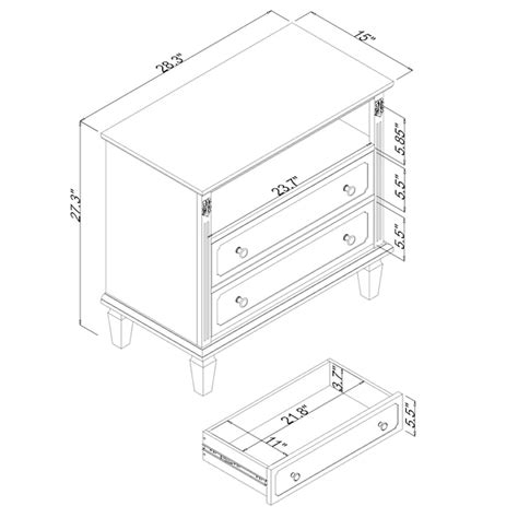 Lycvki Black 2 -Drawer 15-in W x 27.3-in H Nightstand in the ...