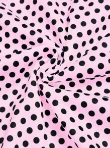 Polka Dot Print Color Block Midi Dress Ruffle Hem Slim Fit Elegant ...